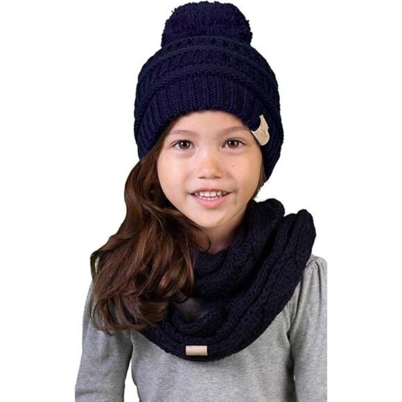 Funky Junque Kids Matching Set Girls Boys Toddler Infinity Scarf Hat Beanie - Picture 8 of 8